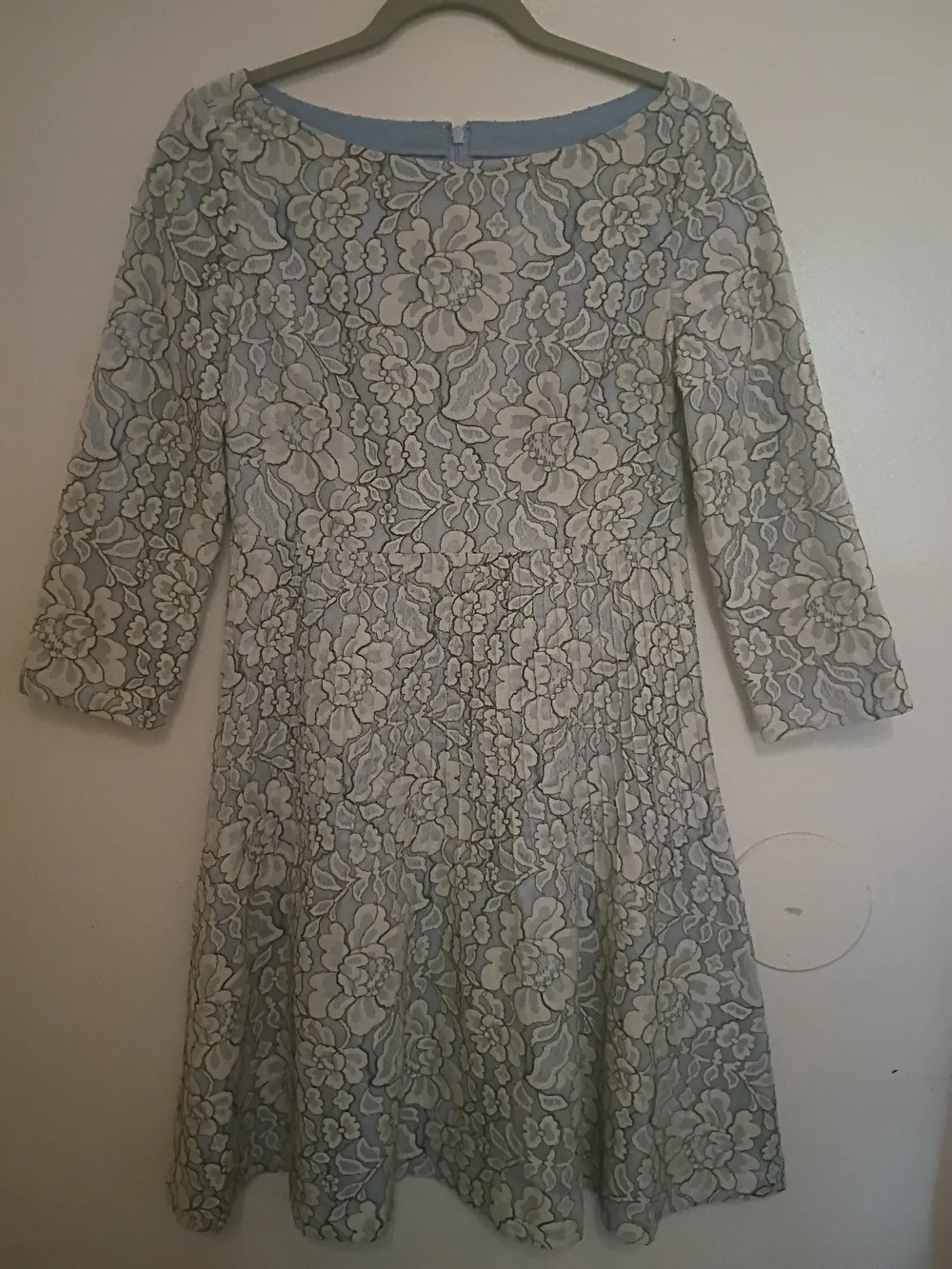 Eliza J Light Women's Blue Dress with White Floral Lace Overlay Sz 6 - Picture 1 of 10